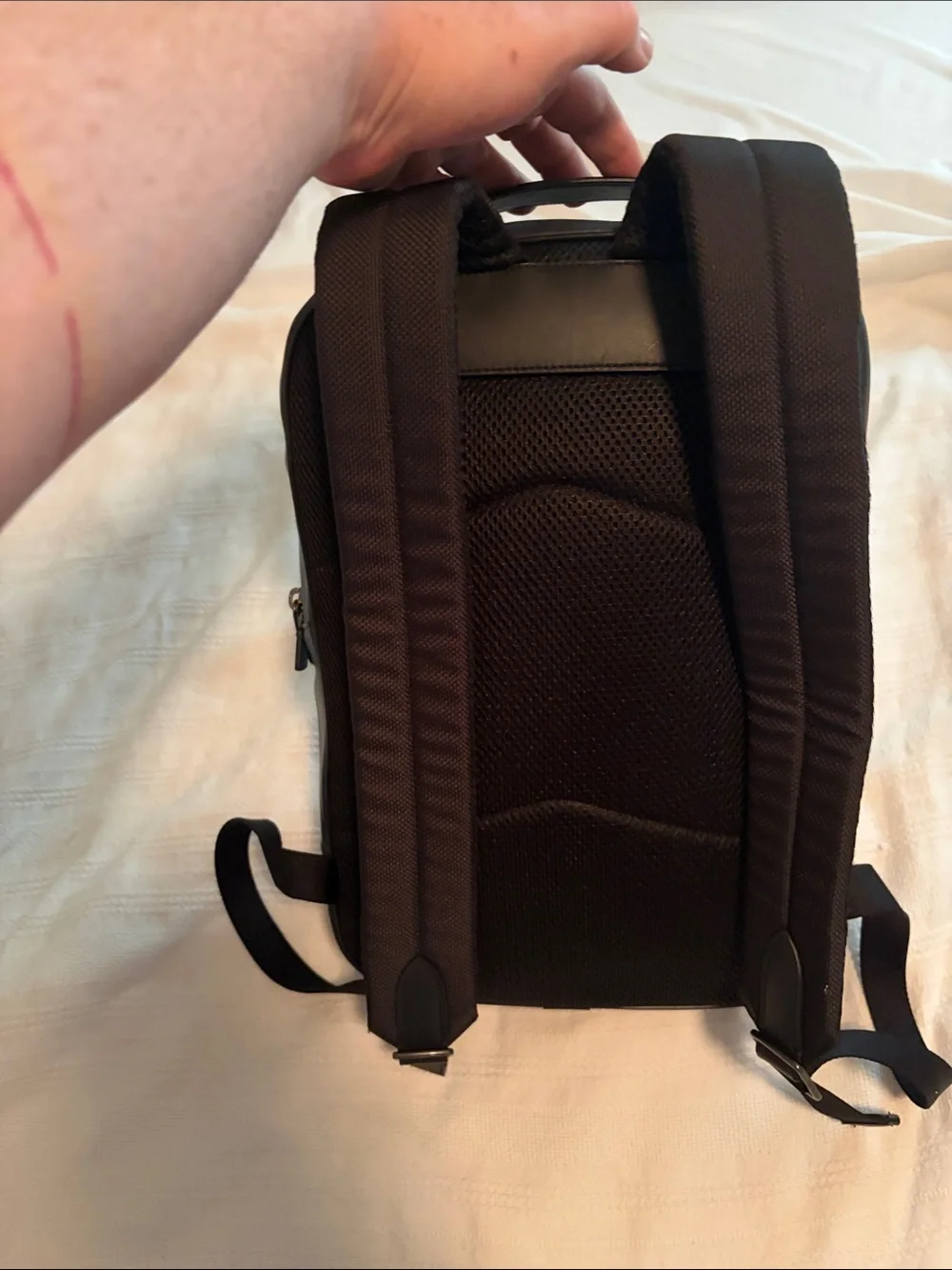 Coach Black and Navy Blue Leather Backpack with original tag.